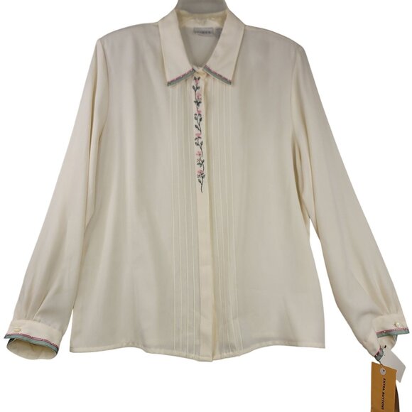 VTG Deadstock Koret Alabaster Embroidered Blouse Sz 16 Long Sleeve Renaissance - Picture 1 of 13